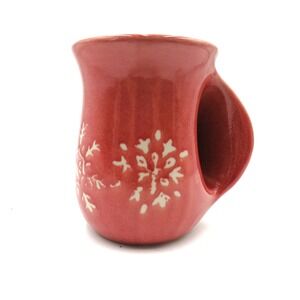 Tag Hand Warmer Mug Red Snowflake Ceramic Holiday Winter Cup Dishwasher Safe
